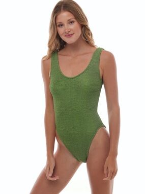 MARBELLA CLASSIC ONE PIECE SWIMSUIT IN METALLIC OLIVE GREEN